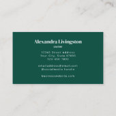 Carte De Visite Chaise Vert Émeraude Design Professionnel Minimali (Dos)