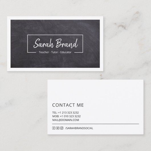 Carte De Visite Chalet Chic - Enseignant (Devant / Derrière)