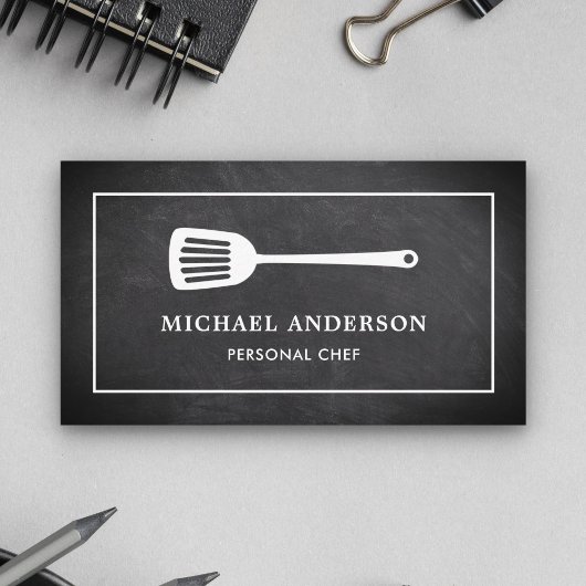 Carte De Visite Chalet Cuisine blanc Spatula Chef personnel