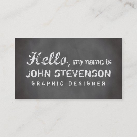 Carte De Visite Chalet gris chalboard chic hello graphiste (Devant)