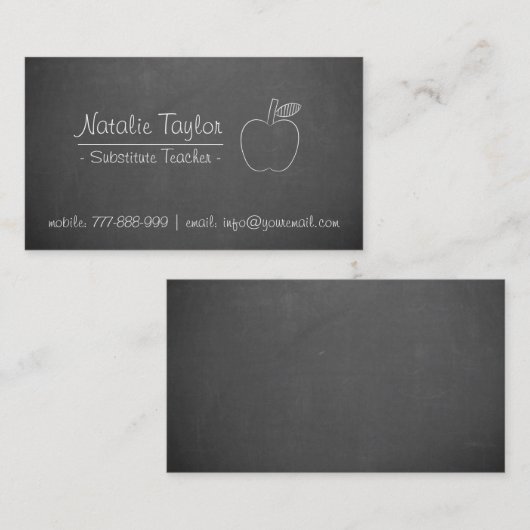 Carte De Visite Chalet gris Enseignant substitut Apple (Devant / Derrière)