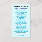 Carte De Visite (Chaleur, Cool, Slogan AC) Estimations gratuites | (Dos)