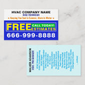 Carte De Visite (Chaleur, Cool, Slogan AC) Estimations gratuites | (Devant / Derrière)
