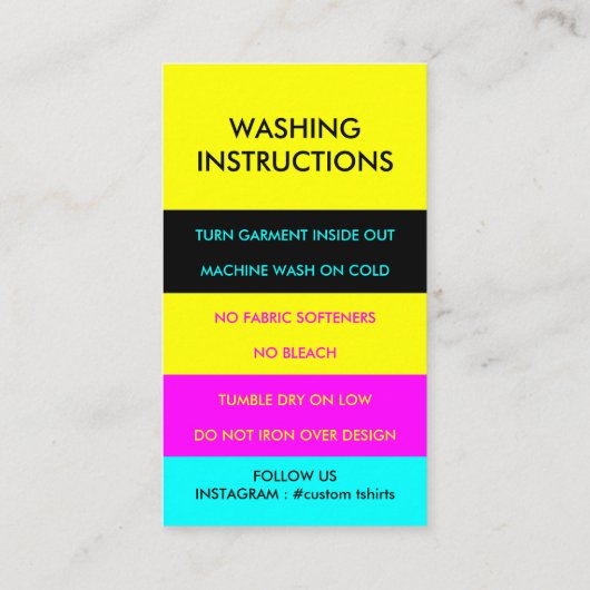 Carte De Visite Chaleur Jaune Transfert Vinyle Vêtement Laver (Dos)