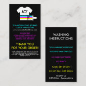 Carte De Visite Chaleur Noire Transfert Vêtements Vêtements Vêteme (Devant / Derrière)