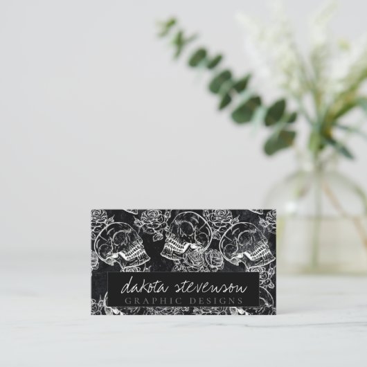 Carte De Visite Chaleur Rose crâne | Funky Gothic Grunge Branding (Debout devant)