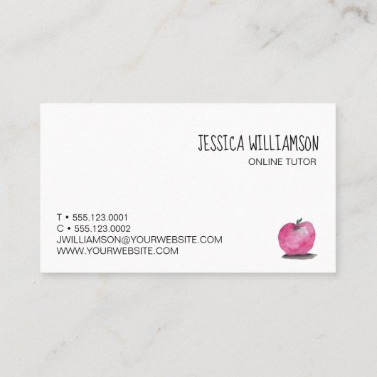 Carte De Visite Chalkboard Apple Personnalisable en ligne Tutor En (Dos)