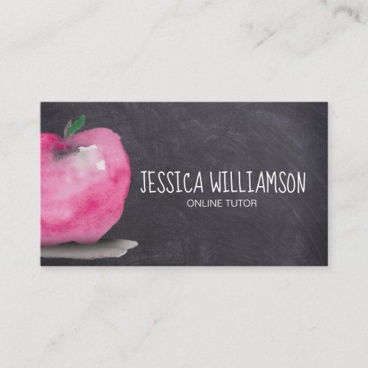 Carte De Visite Chalkboard Apple Personnalisable en ligne Tutor En (Devant)