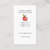 Carte De Visite Chalkboard Aquarelle Apple Tutor Enseignant (Dos)
