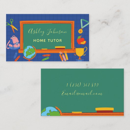 Carte De Visite Chalkboard Blackboard Accueil Tuteur Enseignant Ap (Devant / Derrière)