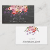 Carte De Visite Chalkboard Boho élégante aquarelle tendance floral (Devant / Derrière)