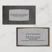 Carte De Visite Chalkboard Elegant Professionnel Moderne Lin Or (Devant / Derrière)