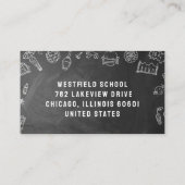 Carte De Visite Chalkboard Elementary School Teacher Classroom (Dos)