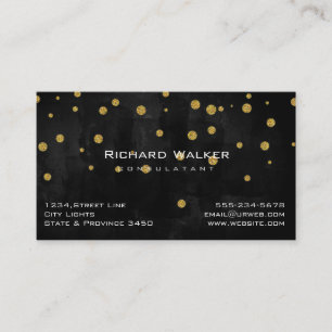 Carte De Visite Chalkboard Gold Confetti Professional Noir