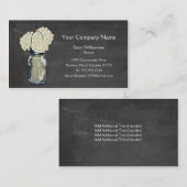Carte De Visite Chalkboard Mason Jar & Hydrangeas (Devant / Derrière)