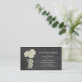 Carte De Visite Chalkboard Mason Jar & Hydrangeas (Debout devant)