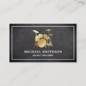 Carte De Visite Chalkboard Music Enseignant Gold Drummer Kit (Devant)