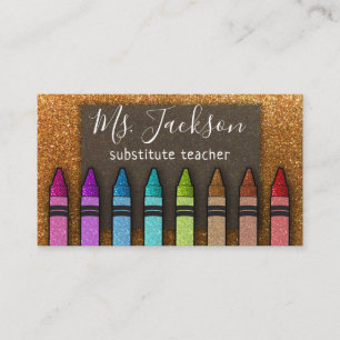 Carte De Visite Chalkboard Nom de l'enseignant Rainbow Parties sci