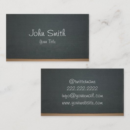 Carte De Visite Chalkboard Professeur Professeur Enseignant Tutor (Devant / Derrière)
