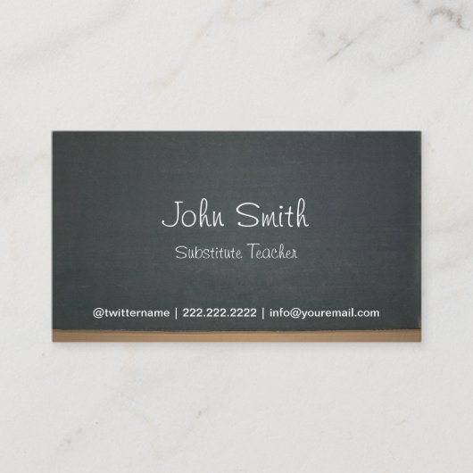 Carte De Visite Chalkboard Substitut enseignant simple (Devant)