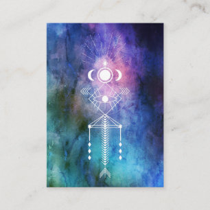 Carte De Visite Chaman sacré d'Aztèque d'aquarelle de la géomé