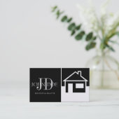 Carte De Visite Chambre d'agent immobilier/platine noir de papier (Debout devant)