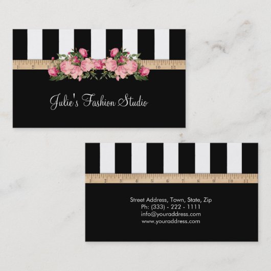 Carte De Visite Chambre modèle de couture de studio de mode (Devant / Derrière)