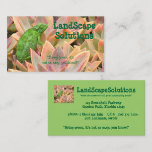 CARTE DE VISITE CHAMELEON VERT CLAIR PARMI LES PLANTES (PHOTOG)