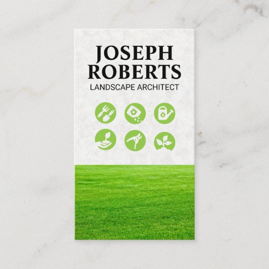 Carte De Visite Champ d'herbe | Logos de jardinage (Devant)