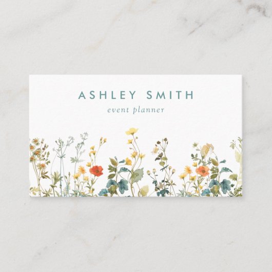 Carte De Visite Champ Fleur sauvage élégant (Devant)