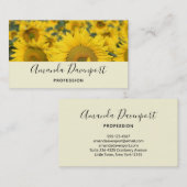 Carte De Visite Champ jaune de tournesols photo (Devant / Derrière)