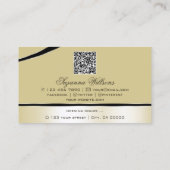 Carte De Visite Champagne Beige Courbe Lignes Monogramme et QR Cod (Dos)