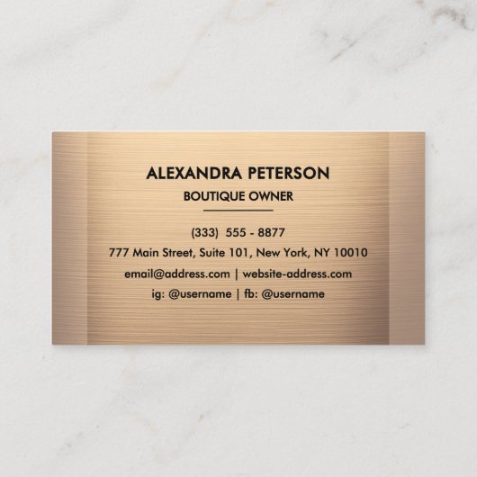 Carte de visite Champagne Bronze à deux tons (Dos)