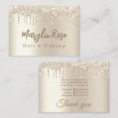 CARTE DE VISITE CHAMPAGNE CHIC PERSONNALISABLE DE PARTIES SCINTILL (Devant / Derrière)