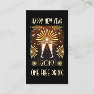 Carte De Visite Champagne et feux d'artifice Nouvel An Eve 2019 Ti