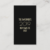 Carte De Visite Champagne et feux d'artifice Nouvel An Eve 2019 Ti (Dos)