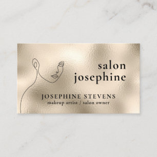 Carte De Visite Champagne Gold Foil Line Art Logo Nom du salon