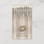 Carte De Visite Champagne Gold Lips Kiss Diamond Parties scintilla (Dos)