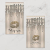 Carte De Visite Champagne Gold Lips Kiss Diamond Parties scintilla (Devant / Derrière)