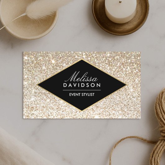 Carte De Visite Champagne Gold Parties scintillant et Glamor Event
