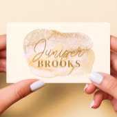 Carte De Visite Champagne Gold Social Media QR Code Parties scinti