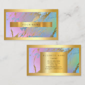 Carte De Visite Champaig Cadre Or Métallo Marbre rose clair (Devant / Derrière)