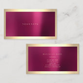 Carte De Visite Champaigne Gold Frame Métallic Bourgogne Minimal (Devant / Derrière)