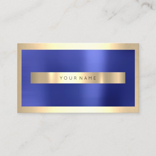 Carte De Visite Champaigne Gold Frame Metallic Indigo Bleu Minimal (Devant)