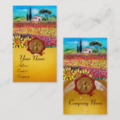 CARTE DE VISITE CHAMPS DE FLEURS, HONEY BEE RED WAX SEAL, BEEKEEPE (Devant / Derrière)