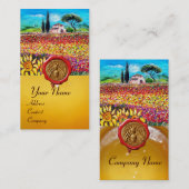 CARTE DE VISITE CHAMPS DE FLEURS, HONEY BEE RED WAX SEAL, BEEKEEPE (Devant / Derrière)