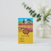 CARTE DE VISITE CHAMPS DE FLEURS, HONEY BEE RED WAX SEAL, BEEKEEPE (Debout devant)