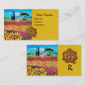 CARTE DE VISITE CHAMPS DE FLEURS, HONNEUR DE FLORE SCEAU DE CIRE D (Devant / Derrière)