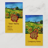 CARTE DE VISITE CHAMPS DE SOUFFLE, HONEY BEE RED WAX SEAL, BEEKEEP (Devant / Derrière)