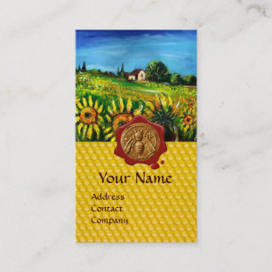 CARTE DE VISITE CHAMPS DE SOUFFLE, HONEY BEE RED WAX SEAL, BEEKEEP